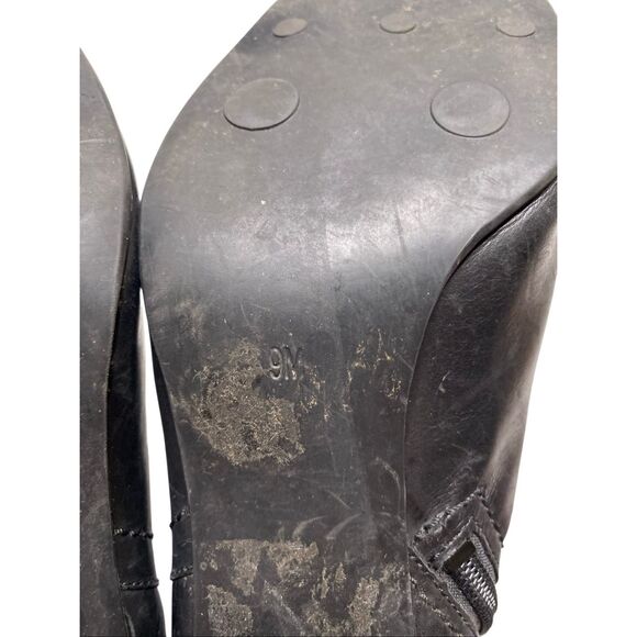 AE Jacob Black Leather Pointed Toe Mid Calf Stiletto Heel Boots Womens 9 Office - Picture 8 of 10